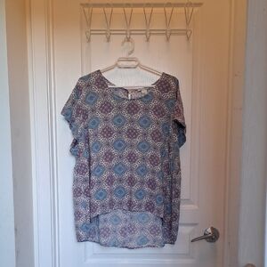 Women's Boho Patterned Top - Blue and Purple